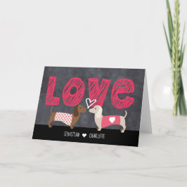 Tarjeta Festiva Día de San Valentín personalizado de Dachshund