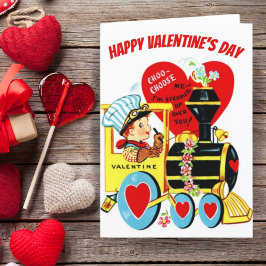 Tarjeta Festiva Día de San Valentín Personalizado Niño Retro Vinta