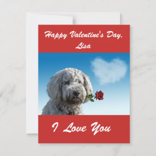 TARJETA FESTIVA DÍA DE SAN VALENTÍN PERSONALIZADO PARA GOLDENDOODL