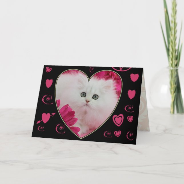 Tarjeta Festiva Día de San Valentín precioso de los gatos de los (Anverso)