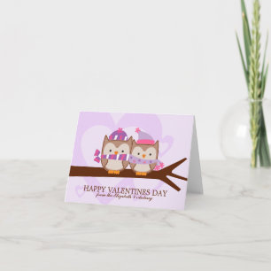 Tarjeta Festiva Día de San Valentín precioso de los pares del búho