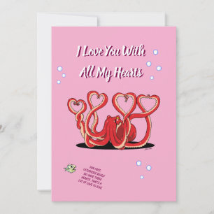 Tarjeta Festiva Día de San Valentín Pulpos Corazones