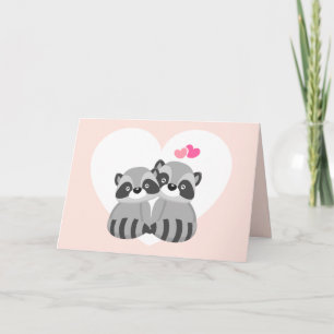 Tarjeta Festiva Día de San Valentín Raccoons en el amor