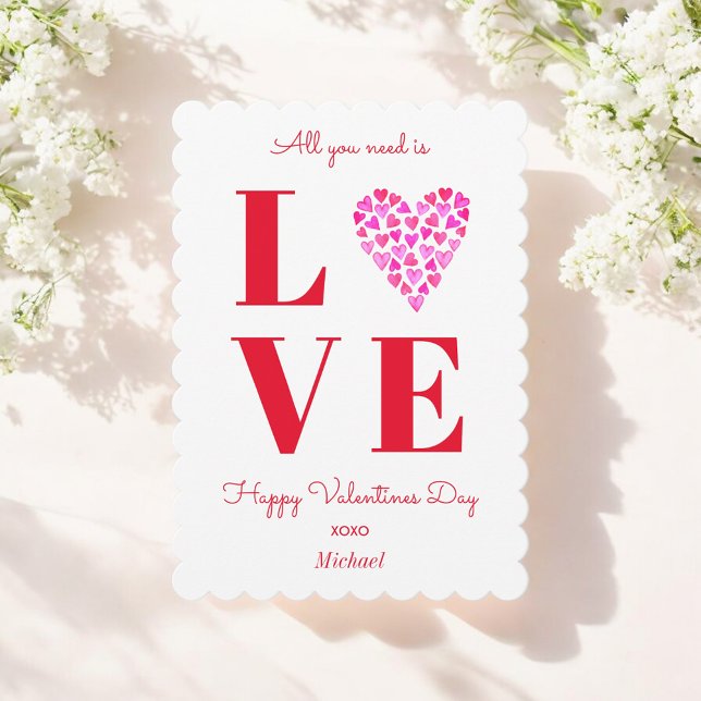 Tarjeta Festiva Día de San Valentín Red Love Heart Bold (Subido por el creador)
