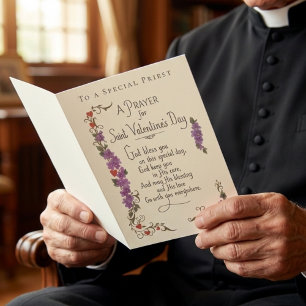 Tarjeta Festiva Día de San Valentín Religioso Sacerdote Católico