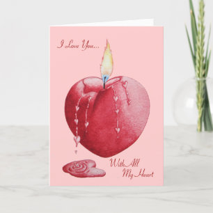 Tarjeta Festiva día de San Valentín rojo del arte de la vela de la