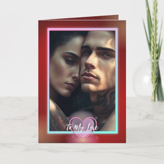 Tarjeta Festiva Día de San Valentín Rojo Sangre Sonrojado (Anverso)