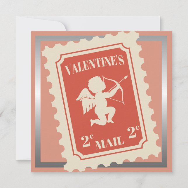 Tarjeta Festiva Día de San Valentín Romántico .2 centavos cupido S (Anverso)