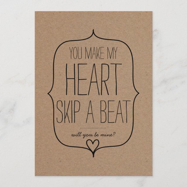 Tarjeta Festiva Día de San Valentín romántico de Kraft Paper Cute  (Anverso)