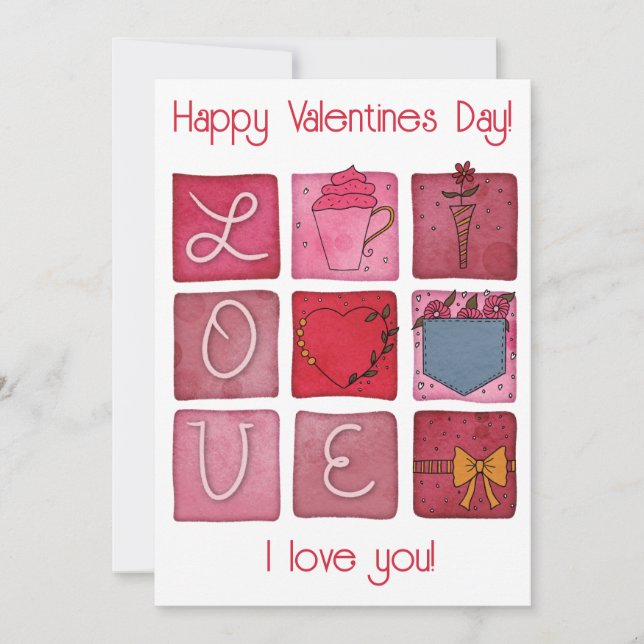 Tarjeta Festiva Día de San Valentín Rosa Lindo (Anverso)