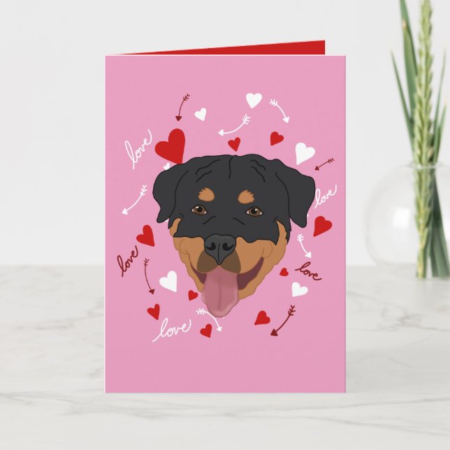 Tarjeta Festiva Día de San Valentín Rottweiler (Anverso)