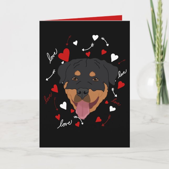 Tarjeta Festiva Día de San Valentín Rottweiler (Anverso)