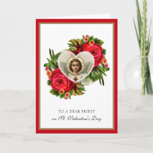 Tarjeta Festiva Día de San Valentín Sacerdote Católico Escrituras 