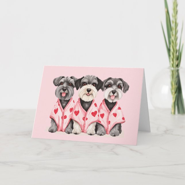 Tarjeta Festiva Día de San Valentín Schnauzer Dogs (Anverso)