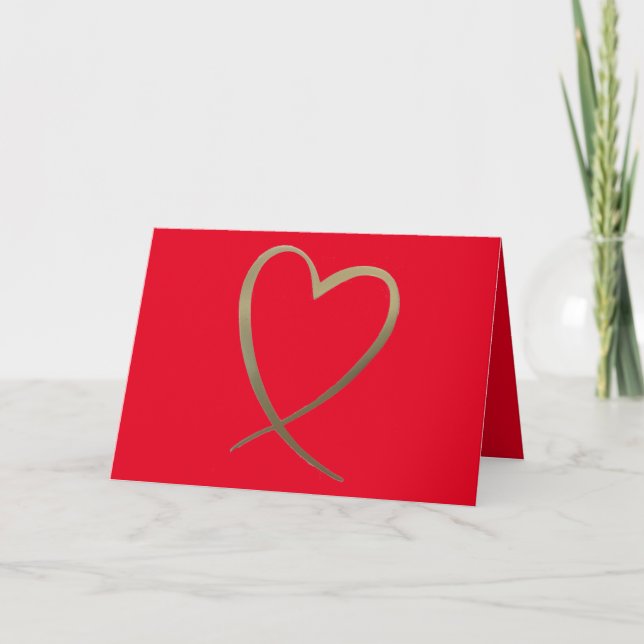 Tarjeta Festiva Día de San Valentín Sencillo Rojo Corazón (Anverso)