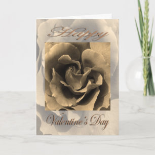 Tarjeta Festiva Día de San Valentín Sepia Rosa