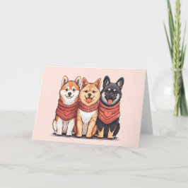 Tarjeta Festiva Día de San Valentín Shiba Inu Dogs