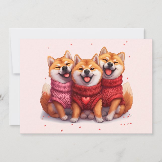 Tarjeta Festiva Día de San Valentín Shiba Inu Dogs (Anverso)
