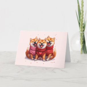 Tarjeta Festiva Día de San Valentín Shiba Inu Dogs