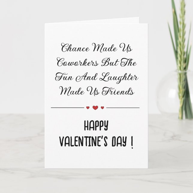 Tarjeta Festiva Día de San Valentín simple de Office Coworker (Anverso)