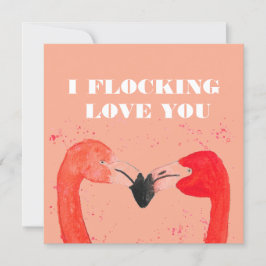 Tarjeta Festiva Día de San Valentín Te Amo Aves Flamingo