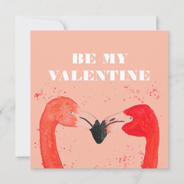 Tarjeta Festiva Día de San Valentín Te Amo Aves Flamingo (Anverso)