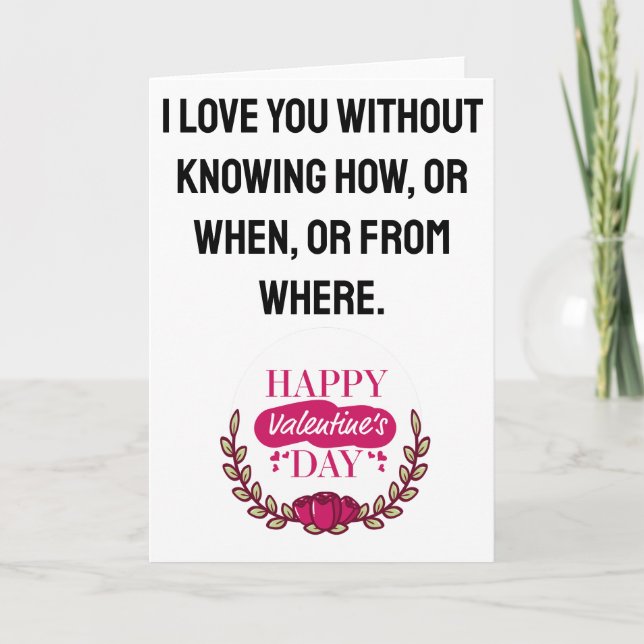 Tarjeta Festiva día de San Valentín te amo sin saber cómo (Anverso)