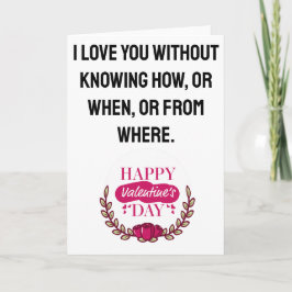 Tarjeta Festiva día de San Valentín te amo sin saber cómo