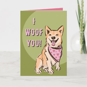 Tarjeta Festiva Día de San Valentín te aúllo amor corgi