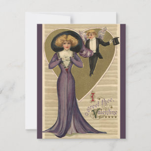 Tarjeta Festiva Día de San Valentín Victoriano Antiguo, Dama de Pú