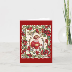 Tarjeta Festiva Día de San Valentín Victoriano Antiguo Niño con Ro