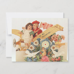 Tarjeta Festiva Día de San Valentín Victoriano Antiguo, Niños en A