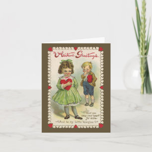 Tarjeta Festiva Día de San Valentín Victoriano Antiguo, Niños Tími