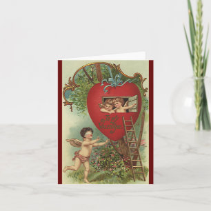 Tarjeta Festiva Día de San Valentín victoriano de época Cherubs Tr