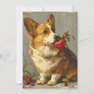 Tarjeta Festiva Día de San Valentín vintage Corgi