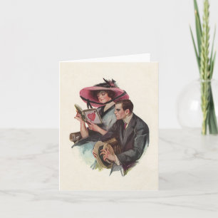 Tarjeta Festiva Día de San Valentín vintage victoriano de amor y r