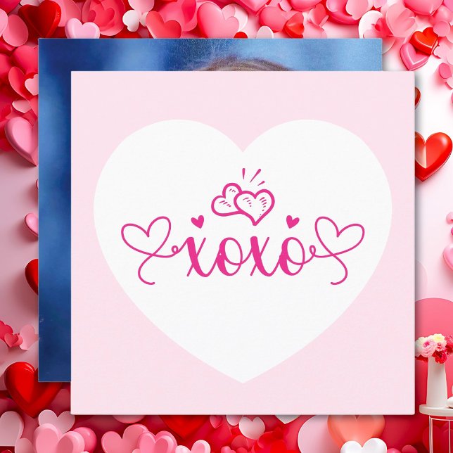 Tarjeta Festiva Día de San Valentín XOXO Elegant Script Pink Heart (Subido por el creador)