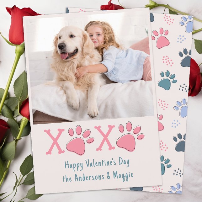Tarjeta Festiva Día de San Valentín XOXO Rubor Pastel Mascota Foto (Subido por el creador)