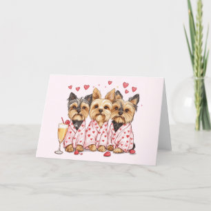 Tarjeta Festiva Día de San Valentín Yorkie Dogs