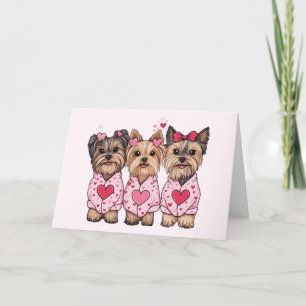 Tarjeta Festiva Día de San Valentín Yorkie Dogs