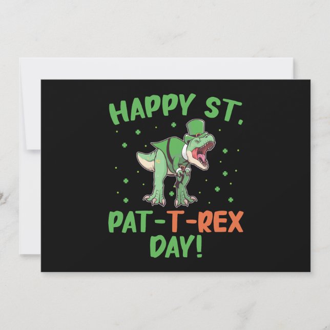 Tarjeta Festiva Día del Niño Feliz Día de St Pat Trex (Anverso)