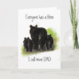 Tarjeta Festiva Día del Padre Adorable, Papá mi héroe, Familia de
