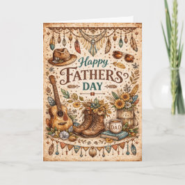 Tarjeta Festiva Día del Padre Boho Rústico Americano