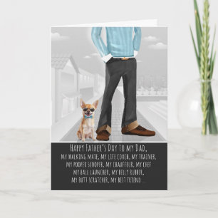 Tarjeta Festiva Día del Padre Chihuahua de pelo corto y papá