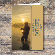 Día del padre de la pesca del atardecer dorado