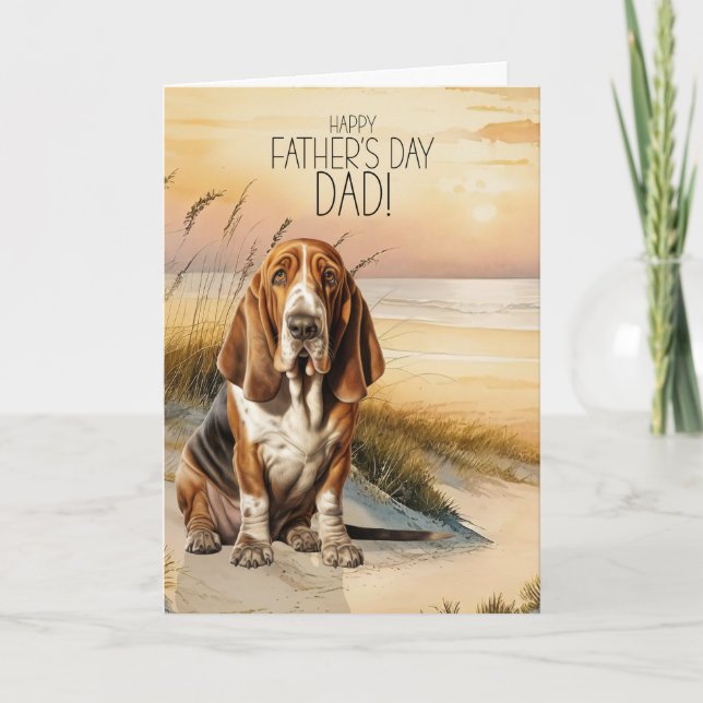 Tarjeta Festiva Día del Padre de la Playa del Amanecer del perro d (Anverso)
