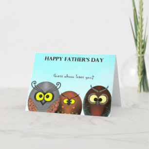 Tarjeta Festiva Día del padre de los búhos
