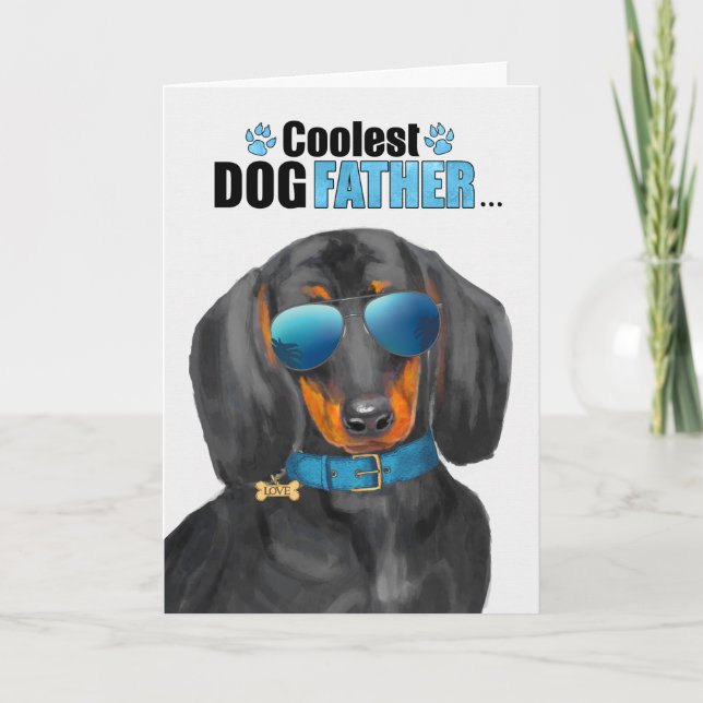 Tarjeta Festiva Día del Padre, el perro más frío de Dachshund (Anverso)