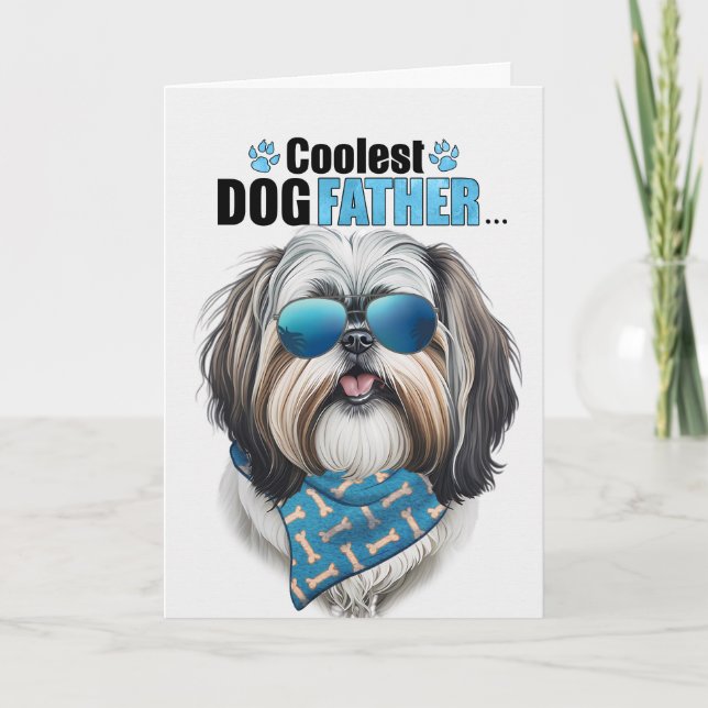 Tarjeta Festiva Día del Padre, el perro más frío de Shih Tzu (Anverso)