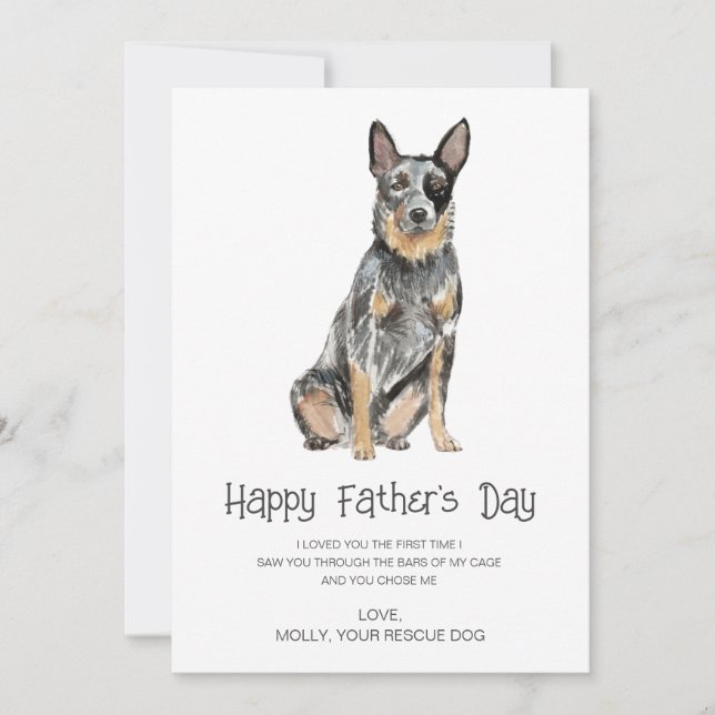 Tarjeta Festiva Día del padre en la pintura de perro (Anverso)